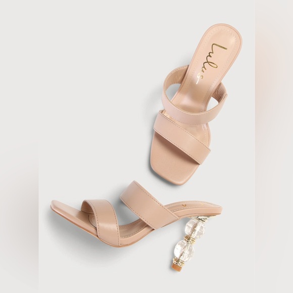 Lulus Nara Light Nude Sculpted High Heel Sandals NWOT - Picture 7 of 7